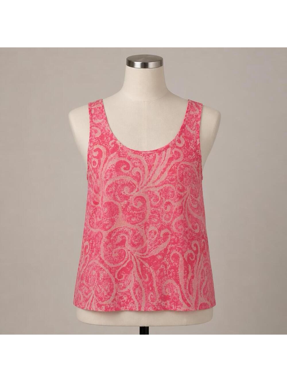Lilly Pulitzer Pink Pout Cosmos 100% Silk Sleeveless Tank Top Size Small